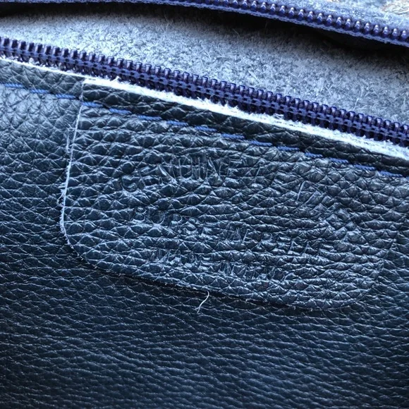 Italian leather tote, dark blue, EUC - Picture 2 of 4